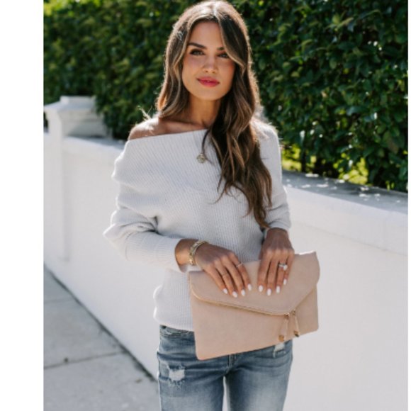 JULIA Off Shoulder Thermal Knit Sweater - Picture 1 of 8